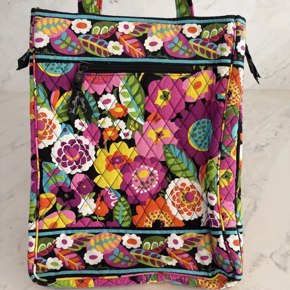 Vera Bradley Va Va Bloom Floral Triple Compartment Laptop Tote EUC